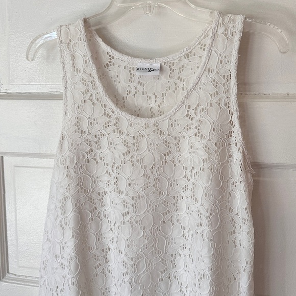 Profile by Gottex White Sheer Floral Lace Swim Coverup Dress Stretch Hi-Low Hem - Picture 11 of 16